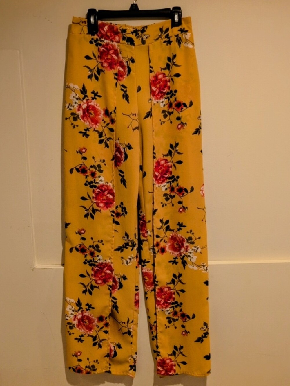 Rue21 Mustard Yellow Wide-Leg Floral Pants